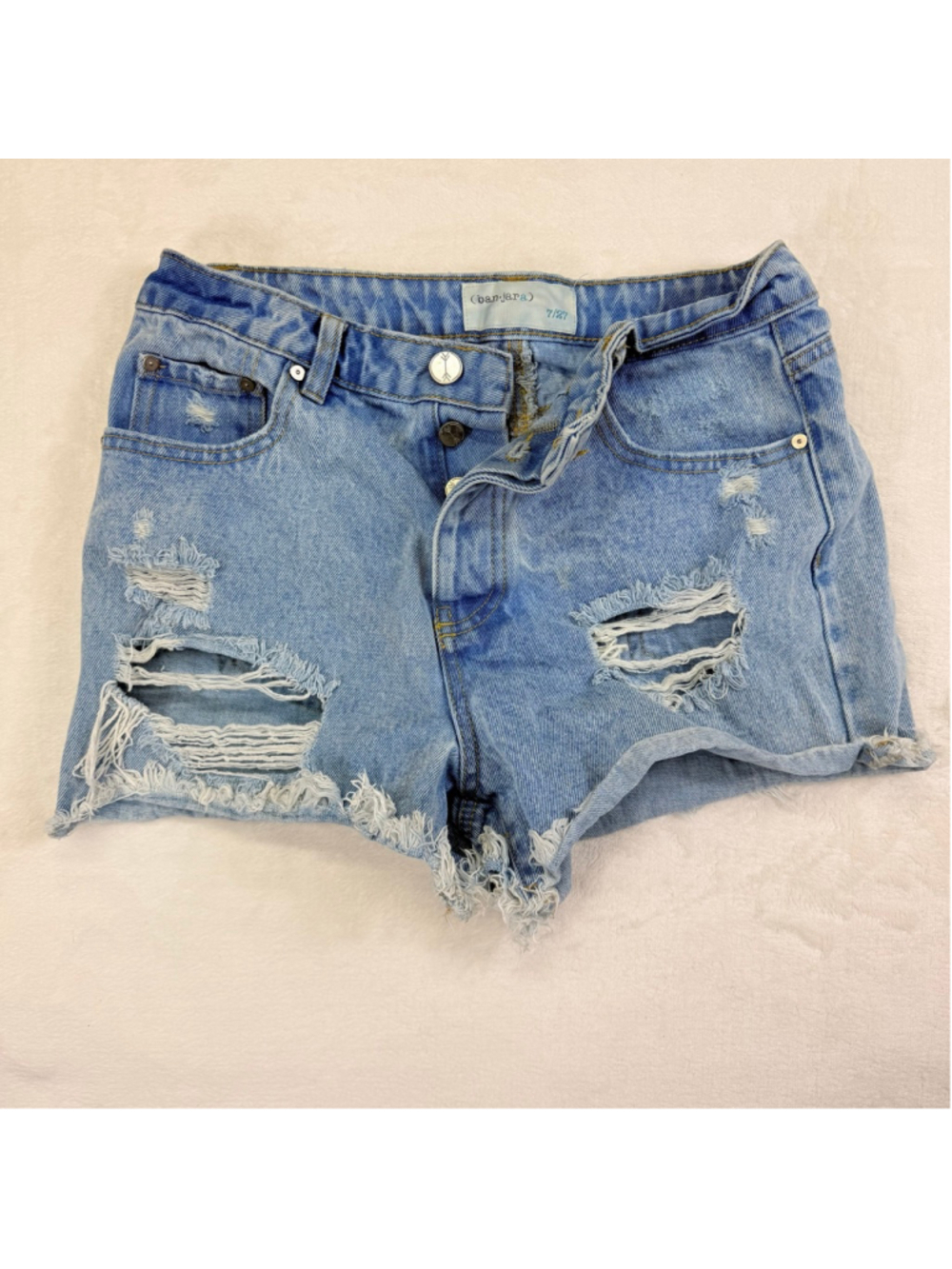 Juniors Banjara Light Blue Distressed Jean Shorts Size 7